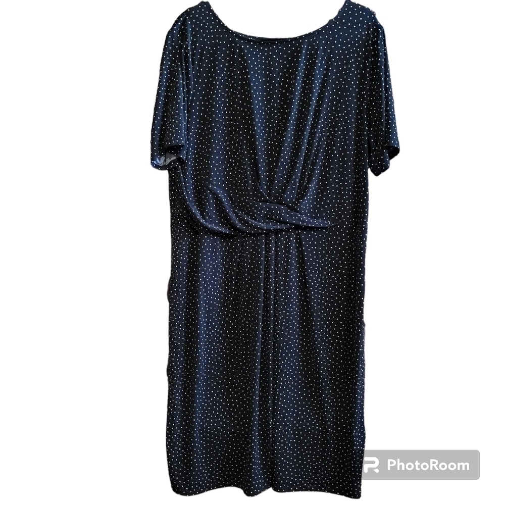 NWT Dressbarn 2X Black Polka Dot Maxi Dress